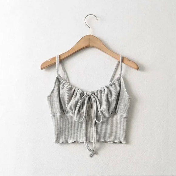Free People Tops - gray tie front cami camisole tank top